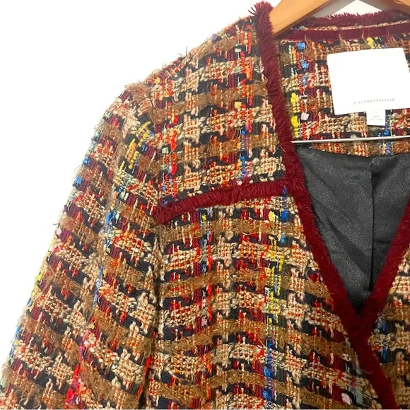 Anthropologie x Ett Twa • berwyn tweed jacket red sz S